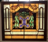 Stained Glass Panel In Wooden Frame - Some Small Cracks, 38