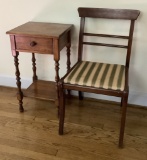 Vintage Mahogany Chair;     Vintage 1-drawer Table - 15½