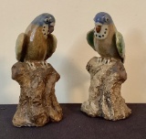 Pair Very Nice Vintage Chinese Parrot Figures - 5½