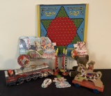 Estate Lot Toys, Tin Noisemakers, Chinese Checker Board, Marbles Etc.