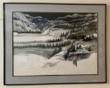 Jim Bray Watercolor - Jukkasjarvi Lap Village Kiruna Sweden, Framed W/ Glas