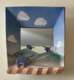 3D Ceramic Mirror W/ Cows - Signed KR81