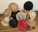 10 Misc. Ladies Hats;     2 Vintage Hat Boxes
