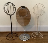 2 Metal Hat Stands;     Modern Mirror On Stand