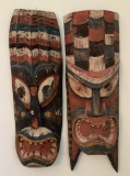 2 Hand Carved & Hand Painted Masks - 20'