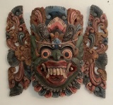 Large Hand Carved & Hand Painted Balinese Mask - 18