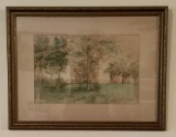 Watercolor - Morris Milligan House In Richmond Mo., Framed W/ Glass, 25½