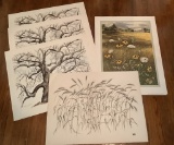 5 Frederic James Prints - Various Subjects, Largest Is 19