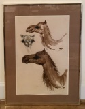 Gertrude Freyman Watercolor - Camels, Framed W/ Glass, 19