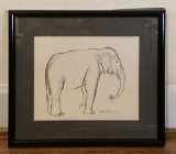 Gertrude Freyman Drawing - Elephant, Framed W/ Glass 15