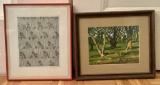 Watercolor Of Trees - Signed, Framed W/ Glass, 12