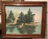 Oil On Canvas - Fishing Genre, Signed, Framed, 24