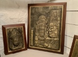3 Vintage Papier Mâché 3D Relief Pieces - Thailand, Walnut Frames, Largest