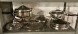 2 Silverplated Chaffing Dishes;     3 Silverplated Vegetable Dishes;     Si
