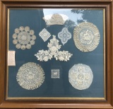 Vintage Handwork Lace & Tatting Doilies - Framed W/ Glass, 29