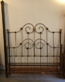 Antique Iron Full Size Bed W/ Brass Embellishments - LOCAL PICKUP OR BUYER