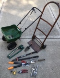 Iron 2-wheeler;     Lawn Spreader;     Misc. Lawn Tools