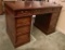 Vintage Sligh Mahogany Kneehole Desk W/ Leather Top - 42