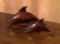 2 Ironwood Carved Dolphin Figures - Largest Is 10½