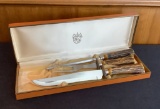 Faux Stag Handle Carving Set In Box