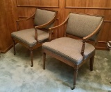 Pair Nice English-Style Arm Chairs W/ Brass Rollers - 25