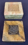 2 Hand Carved Soapstone Boxes - 4