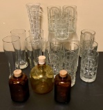 Estate Lot - 18 Pieces Glasses, Vase, Bottles