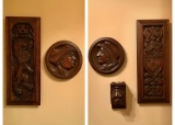 5 Nicely Carved Wooden Wall Pieces - Largest Is 8