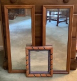 3 Wood-Framed Mirrors - 2 Are 12
