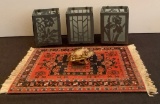 Small Rug/Mat;     Shell Box;     3 Votives