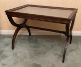 Nice Mahogany Table W/ Lift-Off Glass Tray - 26