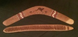 2 Carved Wood Boomerangs - 20½