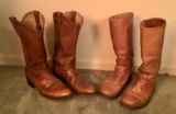 2 Pairs Vintage Leather Cowboy Boots - 10½