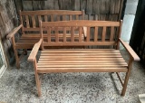2 Wooden Slatted Benches - 47