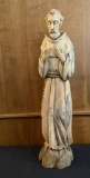 Tall Wooden Hand Carved Monk Statue - 24½