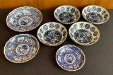 7 Blue & White Dishes - Largest Is 8