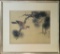 Asian Watercolor On Linen - Bird, Signed, Framed W/ Glass, 20½