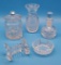 Estate Lot - Very Nice Crystal Pieces Including Perfume Bottle, Vase, Knife