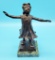 Blindfolded Bronze Girl Figure On Marble Base