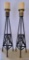 Pair Heavy Wrought Iron & Brass Candlesticks - 22