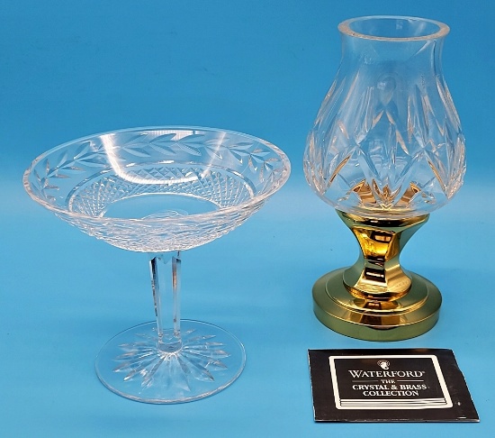 Waterford Crystal 8" Candlestick;     Waterford Crystal Compote