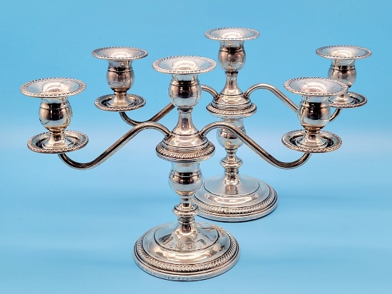Pair Weighted Sterling Candelabras - 19.35 Ozt & 60.64 Ozt