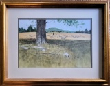Jack O'hara Watercolor - Scenic W/ Sheep, Signed Lower Right, Framed W/ Gla