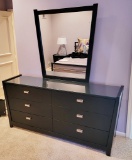Huppe Furniture Co. Double Dresser & Mirror W/ Glass Top - Base Is 68½