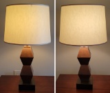 Pair Nice Wooden Contemporary Lamps - 25