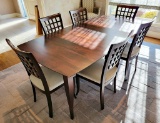 Dinec Hickory Wood Dining Table W/ 6 Chairs, 2 20