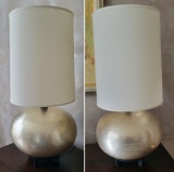 Pair High End Lamps - Hammered Metal & Iron Base