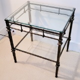 Heavy Iron Table W/ Beveled Glass Top - 24