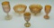 3 Marigold Fenton Carnival Glass Stems - Wine & Roses, Tallest Is 5½