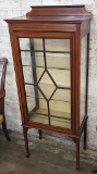 Circa Late-1800s Nice Hepplewhite Style Inlaid Mahogany Curio Cabinet - Lig